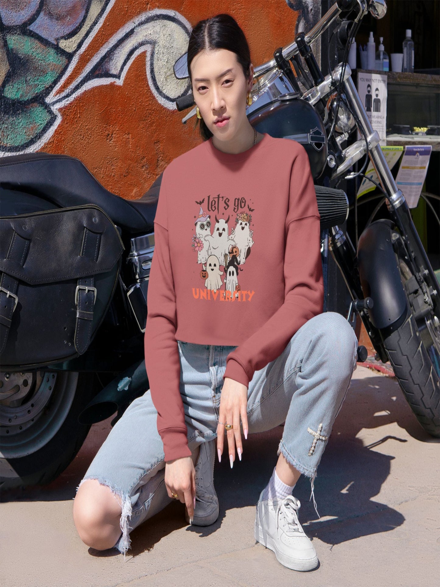 'Let’s Go University' Cropped Sweatshirt